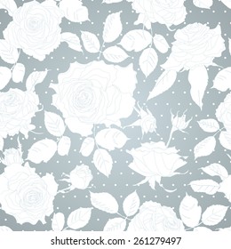 Seamless floral pattern with roses. Vector illustration.