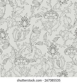 Seamless floral pattern with roses. Vector illustration.
