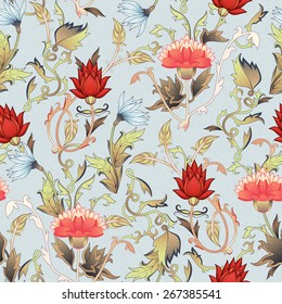 Seamless floral pattern with roses. Vector illustration.
