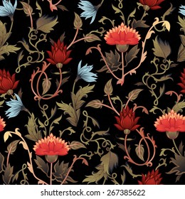 Seamless floral pattern with roses. Vector illustration.
