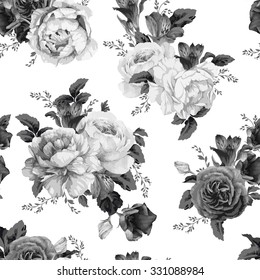 Seamless floral pattern with roses. Vector illustration.