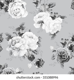 Seamless floral pattern with roses. Vector illustration.