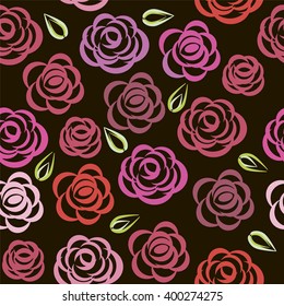 Seamless floral pattern with roses. Vector.