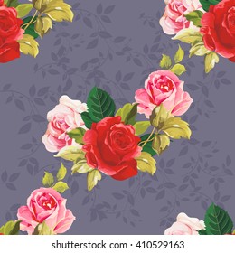 Seamless floral pattern with roses Vector Illustration EPS8