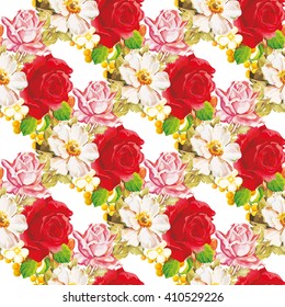 Seamless floral pattern with roses Vector Illustration EPS8