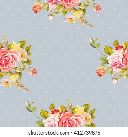 Seamless floral pattern with roses Vector Illustration EPS8