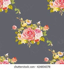 Seamless floral pattern with roses Vector Illustration EPS8
