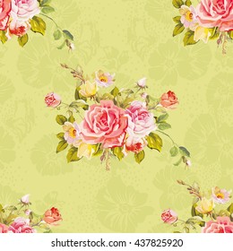 Seamless floral pattern with roses Vector Illustration EPS8
