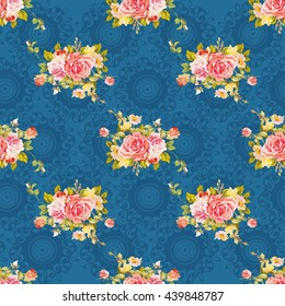 Seamless floral pattern with roses Vector Illustration EPS8