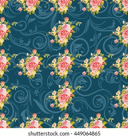 Seamless floral pattern with roses Vector Illustration EPS8