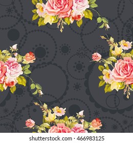 Seamless floral pattern with roses Vector Illustration EPS8