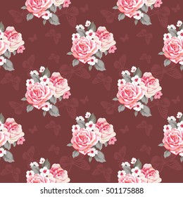 Seamless floral pattern with roses Vector Illustration EPS8
