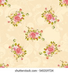Seamless floral pattern with roses Vector Illustration EPS8