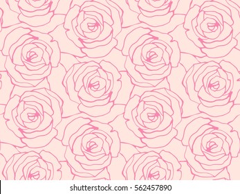 Seamless floral pattern with roses. Vector background with hand drawn roses.
