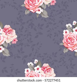 Seamless floral pattern with roses Vector Illustration EPS8
