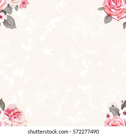 Seamless floral pattern with roses Vector Illustration EPS8