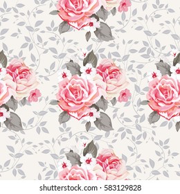 Seamless floral pattern with roses Vector Illustration EPS8