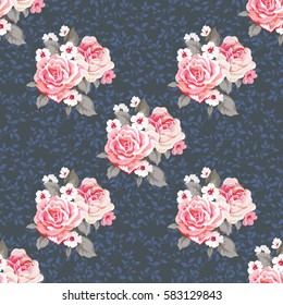 Patrón floral sin fisuras con rosas Ilustración vectorial EPS8