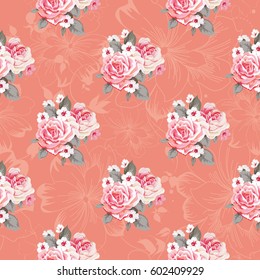 Seamless floral pattern with roses Vector Illustration EPS8
