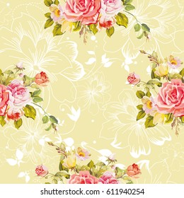 Seamless floral pattern with roses Vector Illustration EPS8