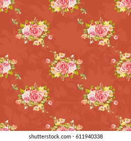 Seamless floral pattern with roses Vector Illustration EPS8
