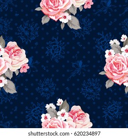 Seamless floral pattern with roses Vector Illustration EPS8