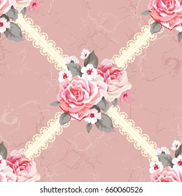 Patrón floral sin fisuras con rosas Ilustración vectorial EPS8