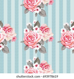 Seamless floral pattern with roses Vector Illustration EPS8