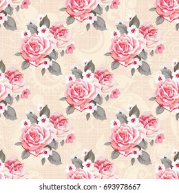 Seamless floral pattern with roses Vector Illustration EPS8