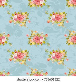 Seamless floral pattern with roses Vector Illustration EPS8