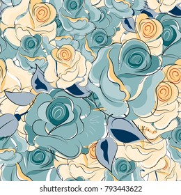 Seamless floral pattern with roses. Vector illustration.