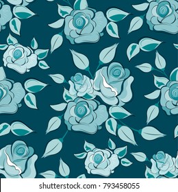 Seamless floral pattern with roses. Vector illustration.