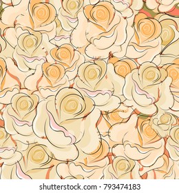 Seamless floral pattern with roses. Vector illustration.