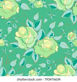 Seamless floral pattern with roses. Vector illustration.