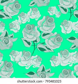 Seamless floral pattern with roses. Vector illustration.