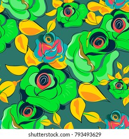 Seamless floral pattern with roses. Vector illustration.