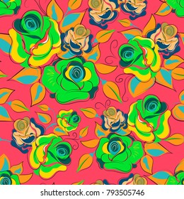 Seamless floral pattern with roses. Vector illustration.