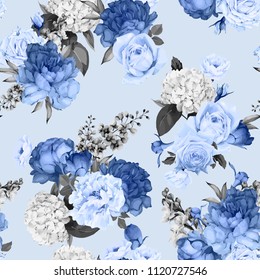 Seamless floral pattern with roses, watercolor. Vector illustration.
Seamless floral pattern with roses, watercolor. Vector illustration.