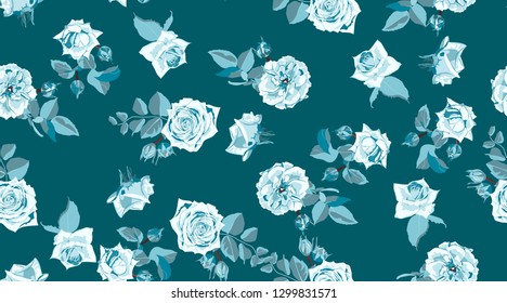 Seamless Floral Pattern. Roses in Watercolor Style. Vintage Flower, Rustic Wedding Decorative Element. Retro Floral Background for Invite, Elegant Print, Textile Design. Peony Bouquet. Floral Texture.