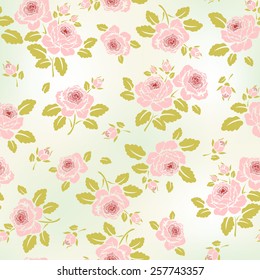 Seamless floral pattern with   roses, watercolor. Vector illustration. 