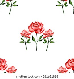 Seamless floral pattern with roses. Watercolor illustration. Vector element for your design.