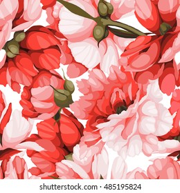 Seamless floral pattern with roses, watercolor. Vector illustration.
