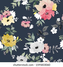 Seamless floral pattern with roses,spring floral background.