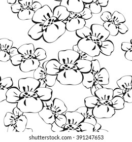 Seamless floral pattern with sakura flowers. Vector illustration.