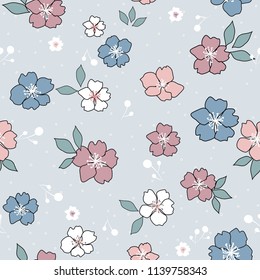 Seamless Floral Pattern with Sakura . ,vector illustration