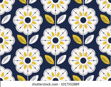 seamless floral pattern in scandinavian style
