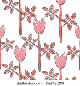 Seamless Floral Pattern. Scandinavian Style. vector Illustration