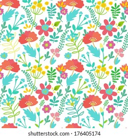 Seamless floral pattern in scandinavian style