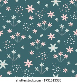 Seamless floral pattern. Scandinavian style texture for fabric, wrapping, textile, wallpaper, apparel. Vector illustration