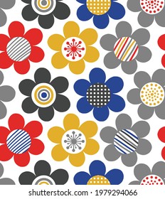patrón floral sin fisuras en estilo escandinavo.patrón retro sin fisuras con flores